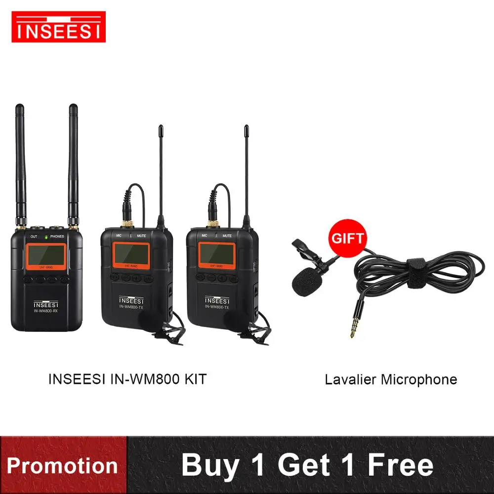 IN-WM600/IN-WM800 петличный беспроводной микрофон системы UHF двухканальный с ЖК-экраном для Canon Nikon DSLR камеры видеокамеры