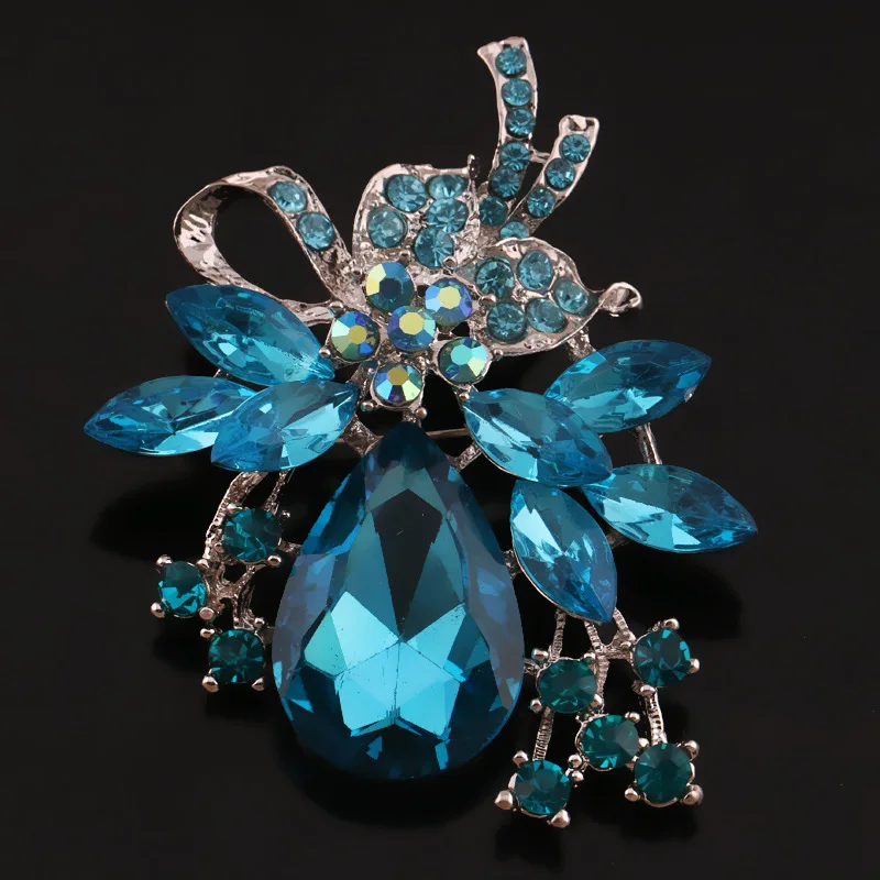 

Dainty Female Water Drop Brooch Rose Gold Silver Color Jewelry Brooches For Women Cute Rainbow Zircon Pin Dress Coat Accessory