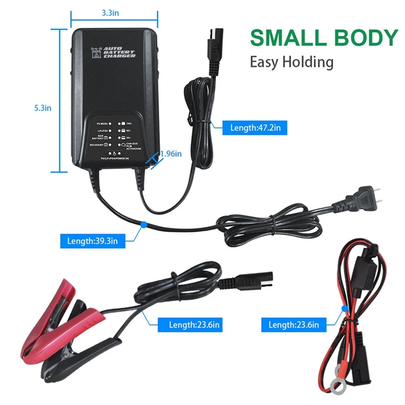 12V3.8ALead-Acid GEL AGM Lithium Iron Battery Motorcycle Car 9-Stage Charger Repair Maintenance US Plug | Автомобили и мотоциклы