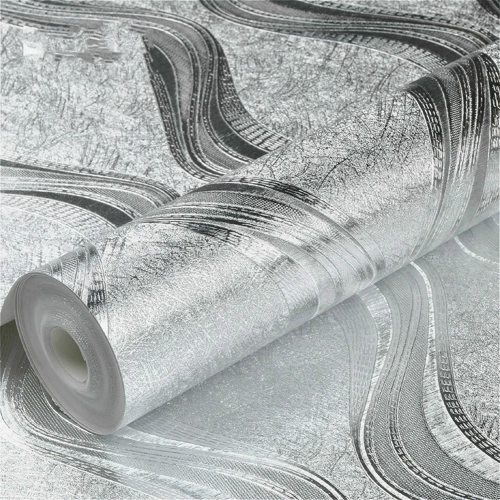 Роскошная Серебряная/золотая металлическая настенная бумага для стен