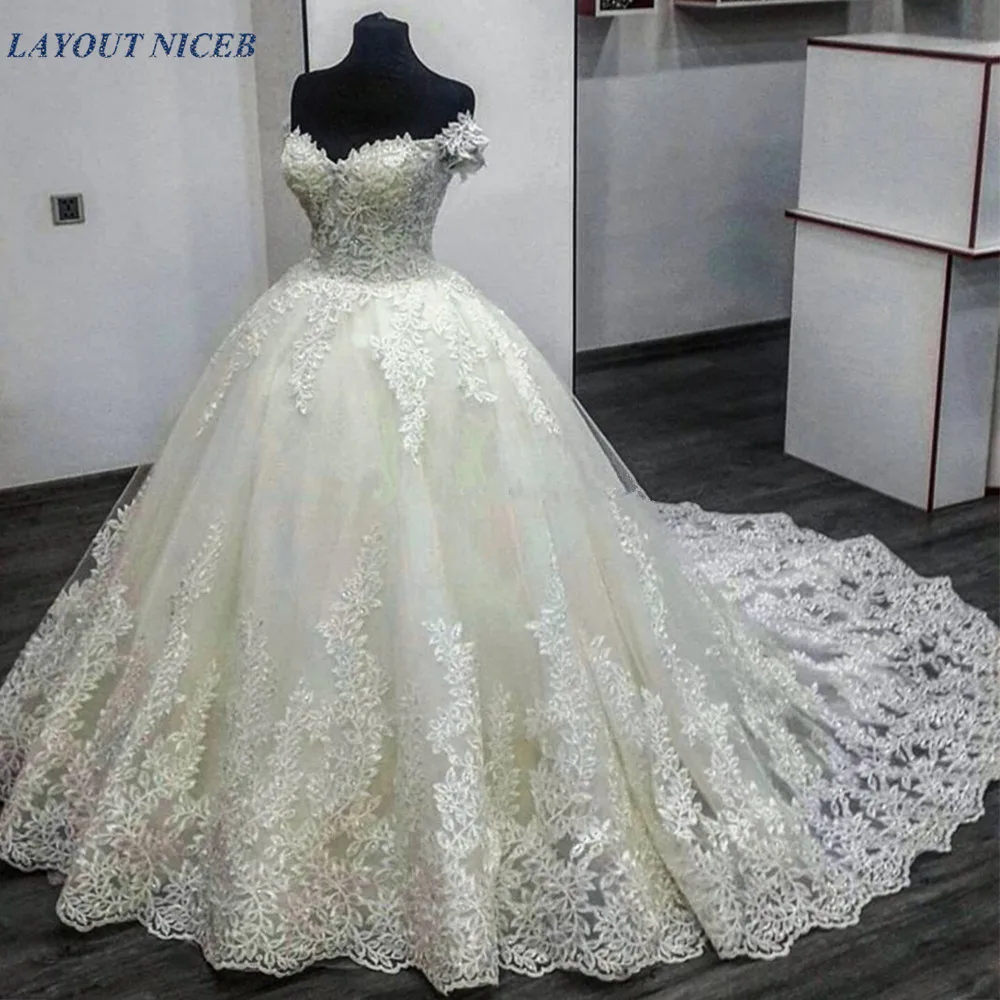 Роскошное кружевное бальное платье свадебные платья 2019 свадебное Среднего
