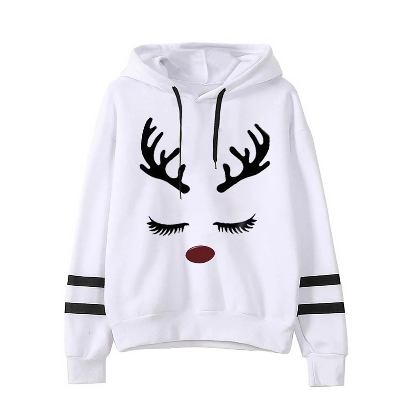 

Hoodies Women Elk Pattern Christmas Lightweight Long Sleeve Casual Pullover Hooded Tops Sweatshirts Moletom Felpe Donna 2021