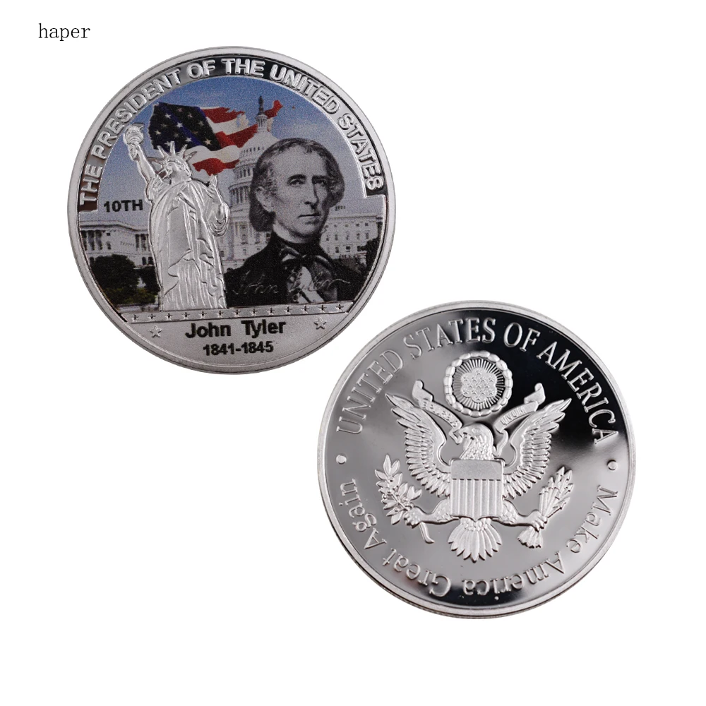 Монета США 10th президент Джон Тайл памятный подарок монета искусство орнамент