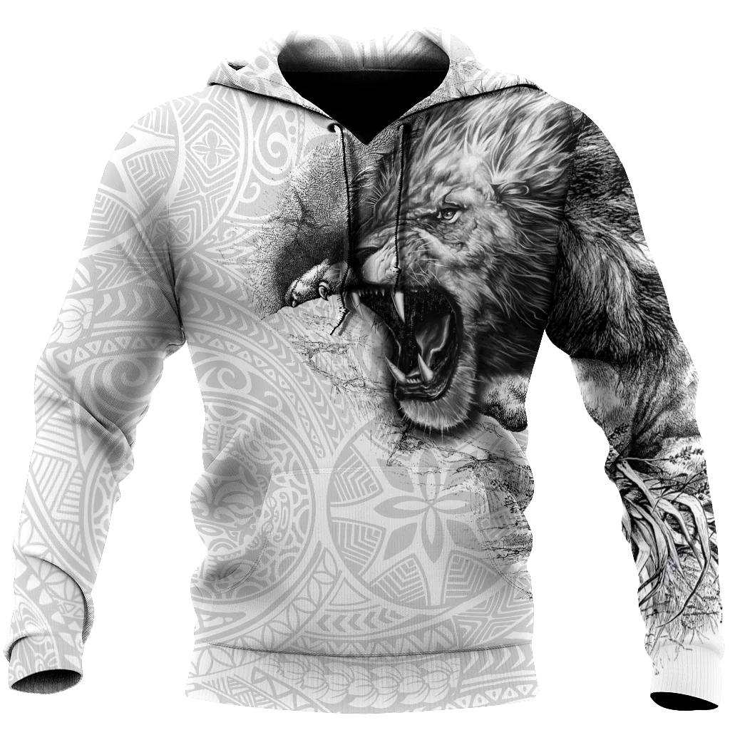 

Толстовка Мужская/женская с капюшоном, модная кофта в стиле Харадзюку, с 3D-принтом Лев роаров и татуировками, свитшот на молнии