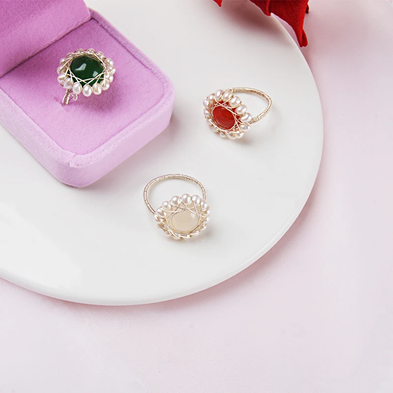 Женские винтажные кольца с натуральным пресноводным жемчугом ASHIQI дизайнерские