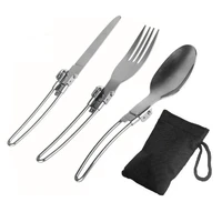 outdoor camping tableware knife fork spoon set of three pieces camping cookware camping equipment