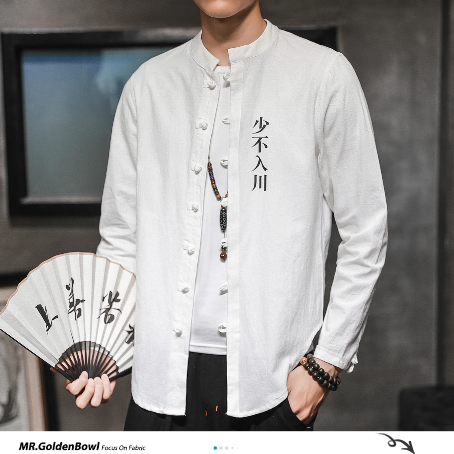 Мужские Винтажные рубашки с пряжкой Sinicism Store повседневные свободные вышивкой в