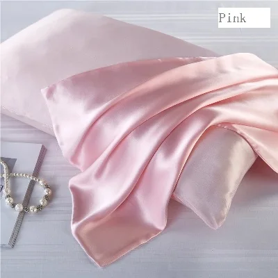 Pink Junwell натуральные шелковые наволочки с рисунком шелковицы застежка-молния 1 шт. Роскошная Подушка Чехол наволочка для здоровья и красоты - Цвет: Pink