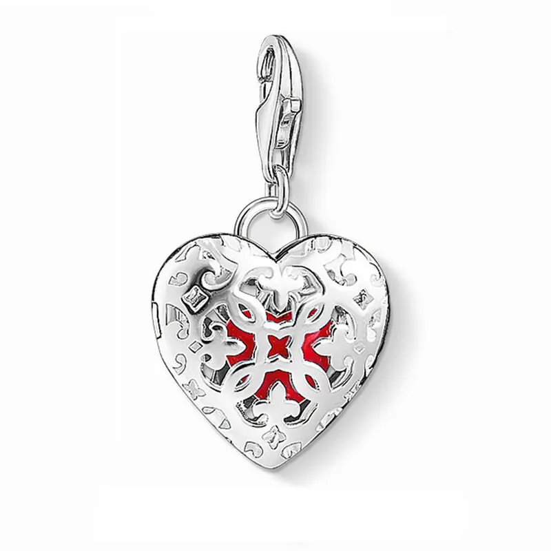 Подвеска в виде красного сердца из серебра 925 пробы для самостоятельного