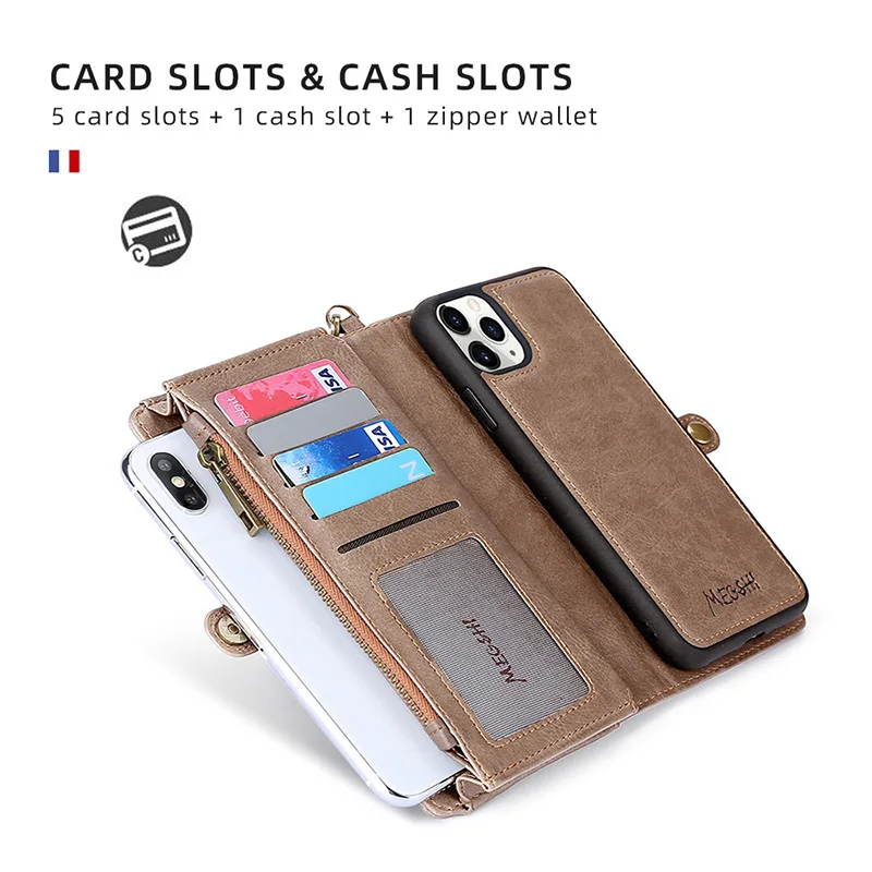 Megshi для iPhone 7, 8, XS Max, XR, X, XS, портфель, осенний, роскошный, на молнии, флип, Leder, Abdeckung, для iPhone 11, ProMax, магнит, чехол для телефона