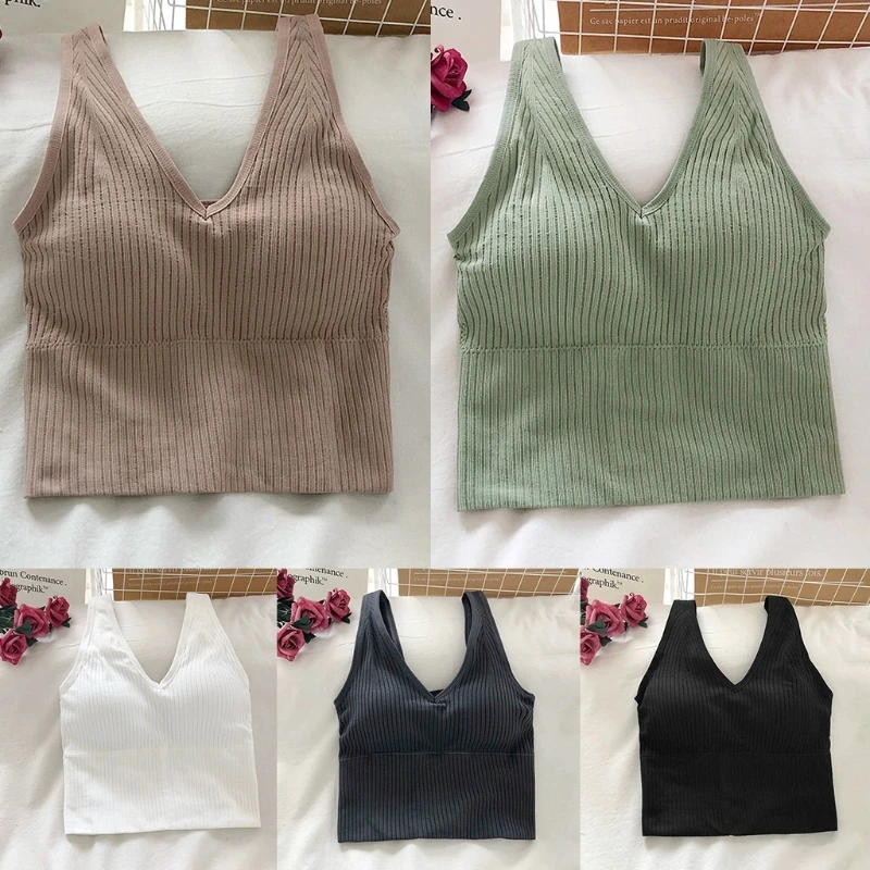 

2021 Summer Women Girls Tank Crop Top Female Sports Underwear Bra Bralette Brassiere