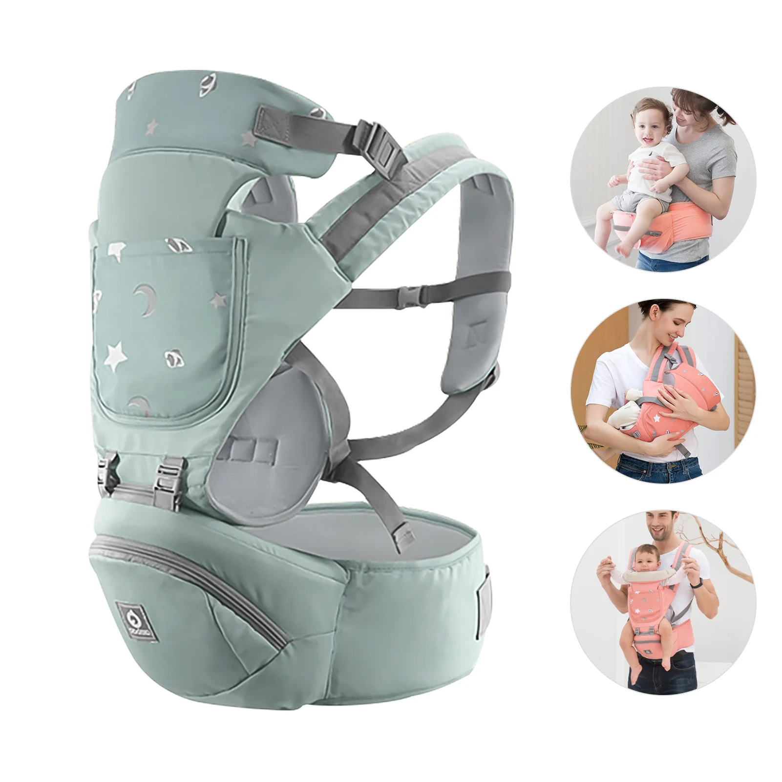 3-in-1 Baby Carrier with Hip Seat Lumbar Support Waist Stool for 0-36 Months Newborn Infants Toddlers Breathable Detachable