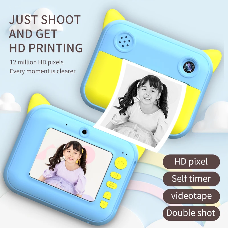 Children Camera Instant Print For Kids 1080P HD Digital with Photo Paper Child Toy Birthday Gift | Электроника