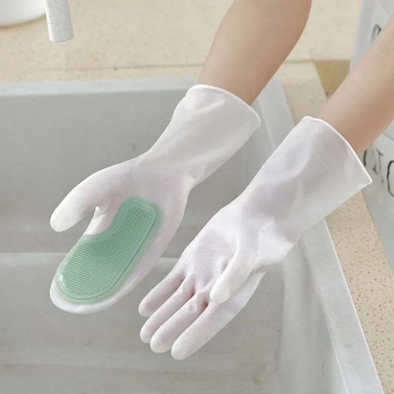 

1/2pcs Dishwashing Gloves PVC Waterproof Kitchen Cleaning Household Washing Clothes Multi Functional Housework