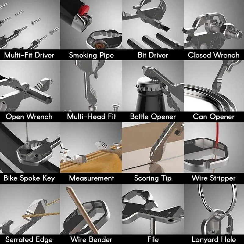 

24 in 1 EDC Set Stainless Steel Mini Multifunctional Screwdriver Key Shape Slotted Screwdrivers Keychain Pocket Repair Tool