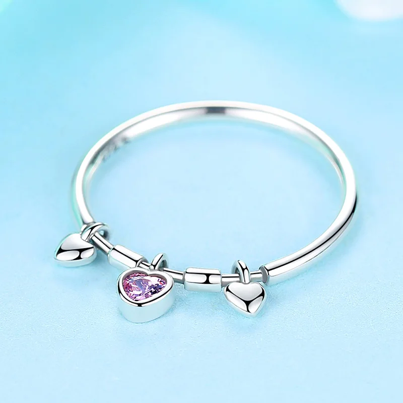 925 кольцо из стерлингового серебра бледно-сверкающие сердце Ясно CZ Анель женский