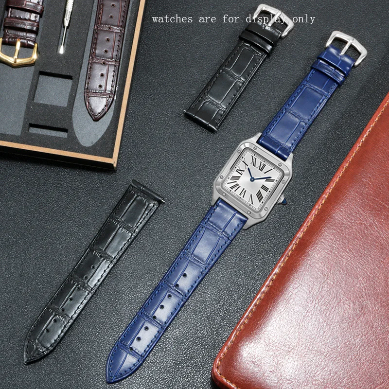 

Genuine leather watchband 16 17 18 20 21 22 23 24mm black red blue strap for SANTOS Dumont series female and male watch chain