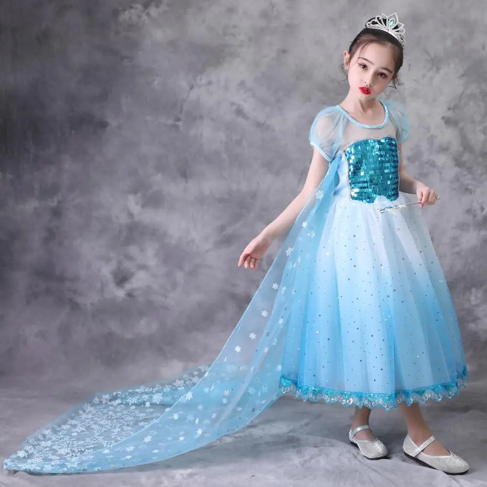 Новое Детское платье принцессы Эльзы для маленьких девочек Белоснежка королева