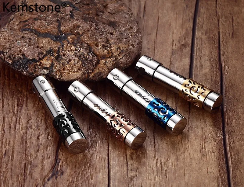 Ожерелье из нержавеющей стали в виде цилиндра цвета черного синего розового