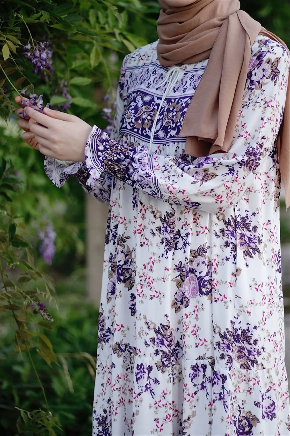 

Casual Dress Pattern marbled pattern Fashion Muslim Women Hijab Dress