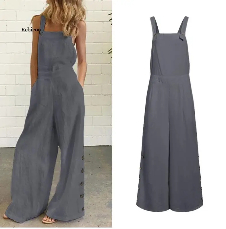 

Женский Летний комбинезон, женские комбинезоны с эффектом варки, сексуальное платье без рукавов с широкими штанинами комбинезоны в стиле п...