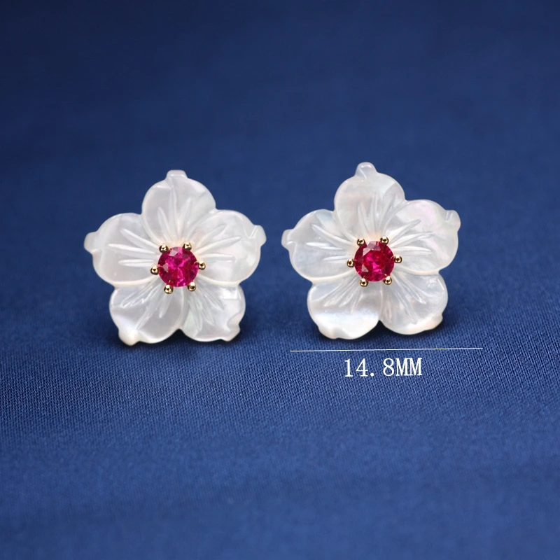 

Small Flower Cute Pearl Shell Stud Earrings Colorful Crystal Zirconia Stone Sweet Earrings Female Brinco Wholesale Jewelry 2019