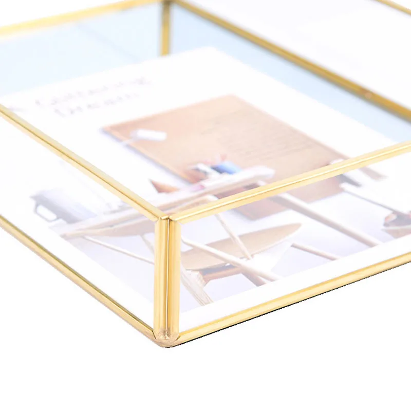 Скандинавский Золотой стеклянный поднос для хранения десертов ручной работы