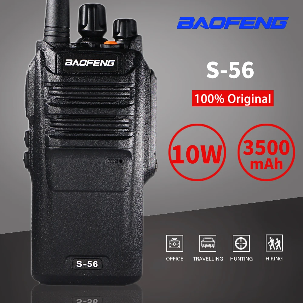 10 Вт Высокая мощность Baofeng S 56 Walkie Talkie Водонепроницаемый км Охота Ham CB радиостанция