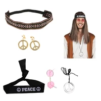 hippie headband peace sign earring peace necklace glasses fancy dress cosplay costume party props hippy accessories