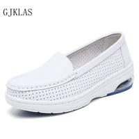 genuine leather casual shoes women loafers platform shoes korean sneakers womens flats fashion comfort hollow out nurse shoe