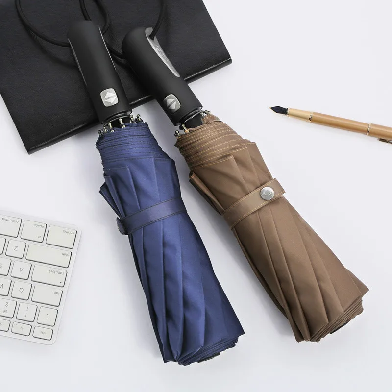 

Automatic Folding Umbrella Man Double Wind Resistant Umbrellas Big Custom Logo Business Regenschirm Rain Umbrella AB50UB