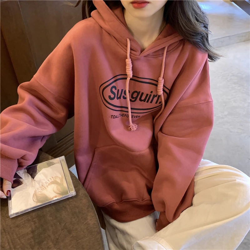 Толстовка женская с капюшоном утепленный свитшот в стиле оверсайз надписью