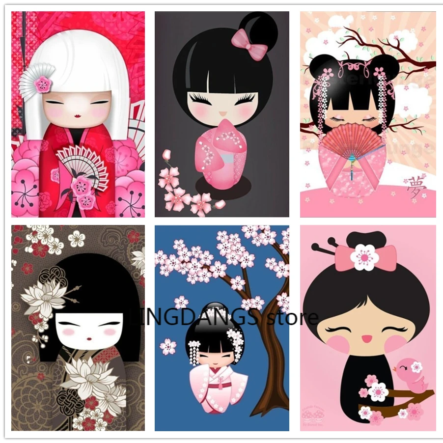 5d алмазная картина полная дрель кукла мультяшный персонаж японский стиль стразы