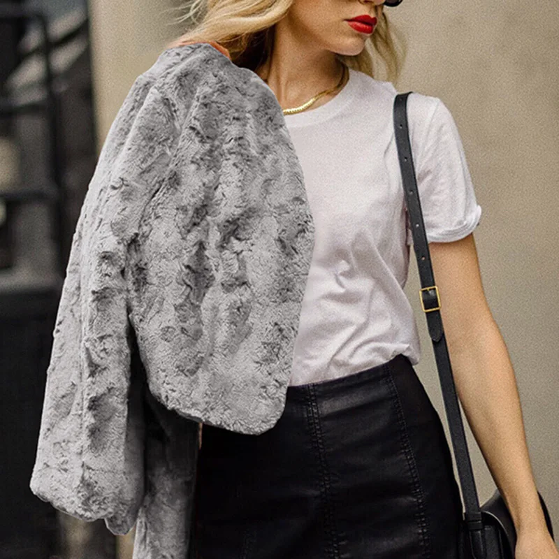 

Women Plush Thicken Jackets Warm Short Mini Coat Shopping Office Solid Coat Tops H9