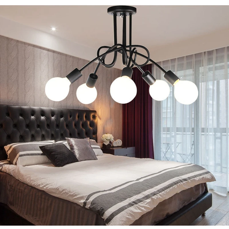 Белая и черная Скандинавская люстра в стиле лофт 8 насадок винтажная потолочная