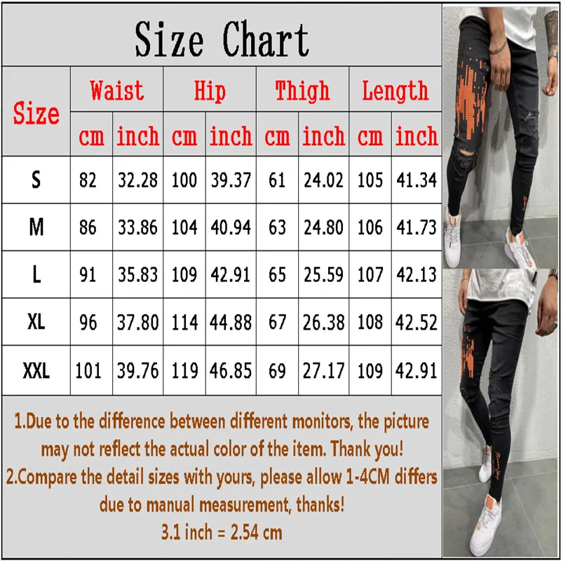 Мужские зимние рваные джинсовые брюки повседневные облегающие Стрейчевые