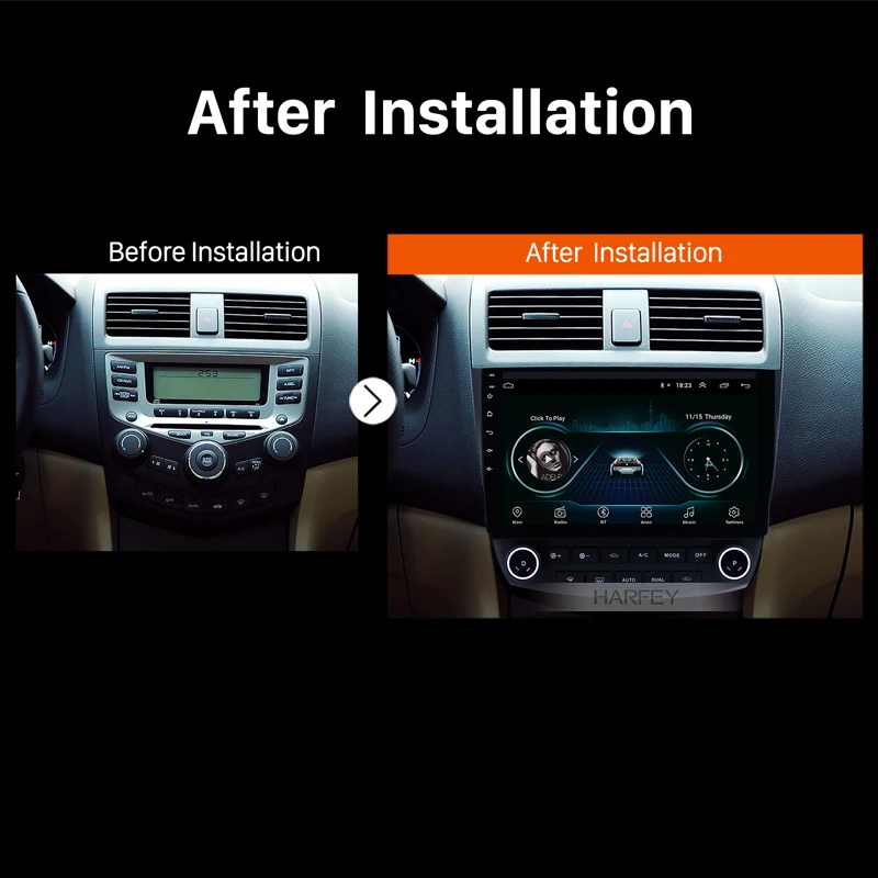 Harfey 10.1&quot Android 8.1 GPS Navigation Bluetooth Head Unit 1024*600 HD Touchscreen Car Radio for Honda Accord 7 2003-2007 Audio |
