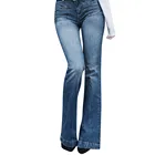 Женские Осенние эластичные свободные джинсовые брюки-скинни с карманами