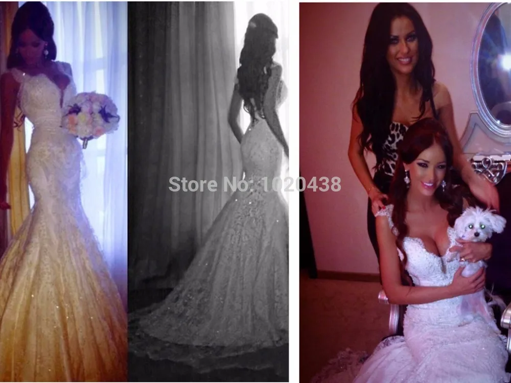 

Женское свадебное платье-русалка, кружевное платье с открытой спиной и V-образным вырезом, с аппликацией и кристаллами, лето 2015