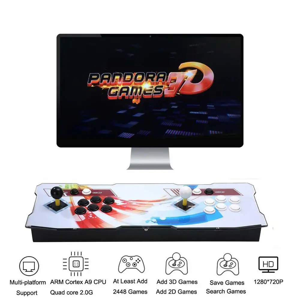 Striped 3D Pandora Games аркадная консоль, 2448 игр, добавить больше игр, поиск/сохранение/скрытие/удаление игр, 1280x720 P, мультиплееры онлайн - Цвет: Striped