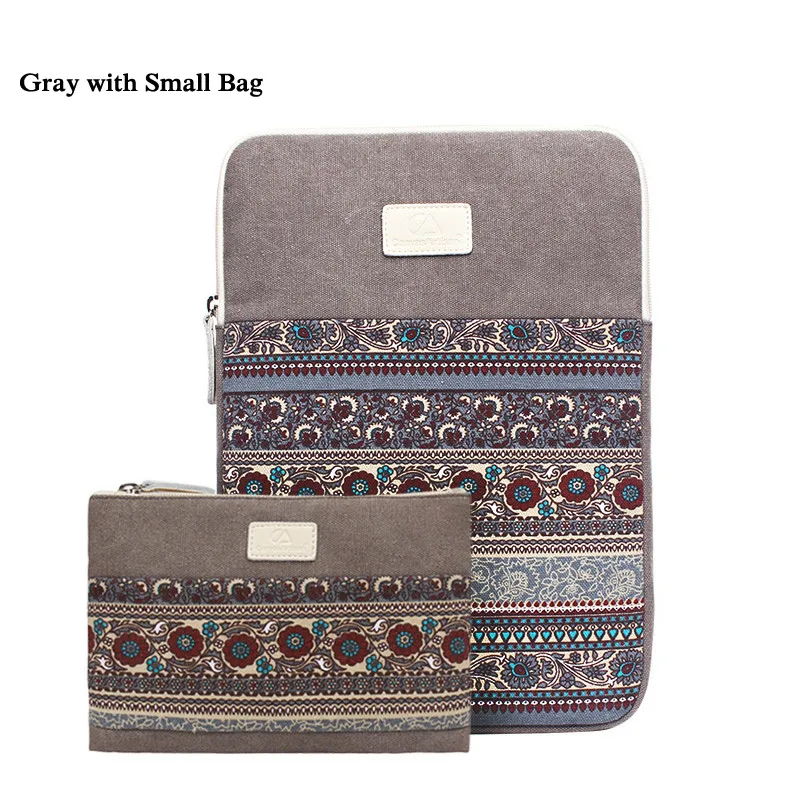 Gray with Small Bag Сумка для ноутбука для Macbook Air 11 13 14 15 сетчатый этнический чехол для ноутбука 14,4 15,6 дюймов для iPad Pro 10,5 11 12,9 Funda - Цвет: Gray with Small Bag