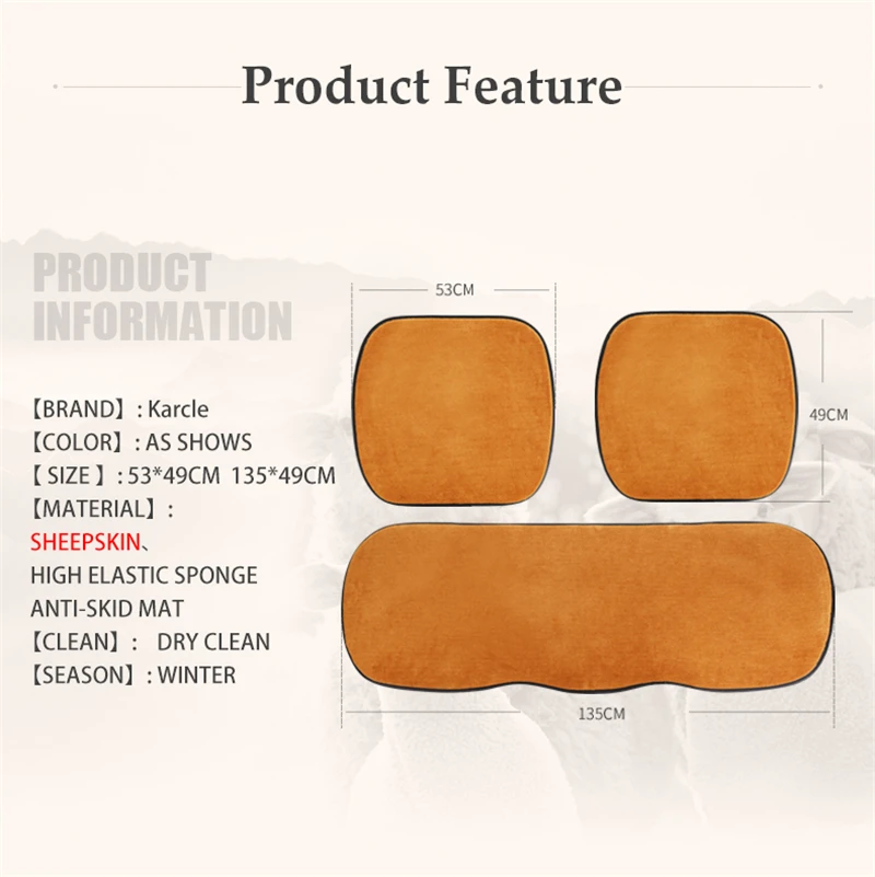Karcle 1 шт. овчина мех чехлы для автомобильных сидений шерсть антибактериальный
