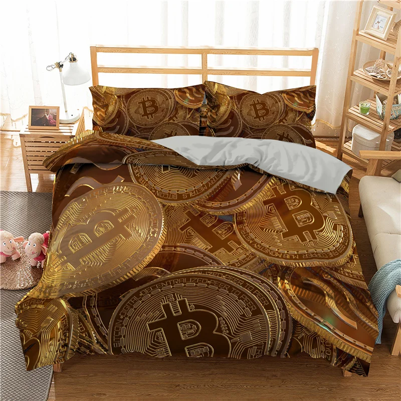 

3D Modern Currency Print Bedding Set US Dollars Money And UK Pound Coin Pattern Duvet Cover Pillowcase Funny Men Bedclothes