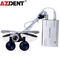azdent 3 5x magnification binocular dental loupe surgical magnifier with headlight led light medical operation loupe lamp