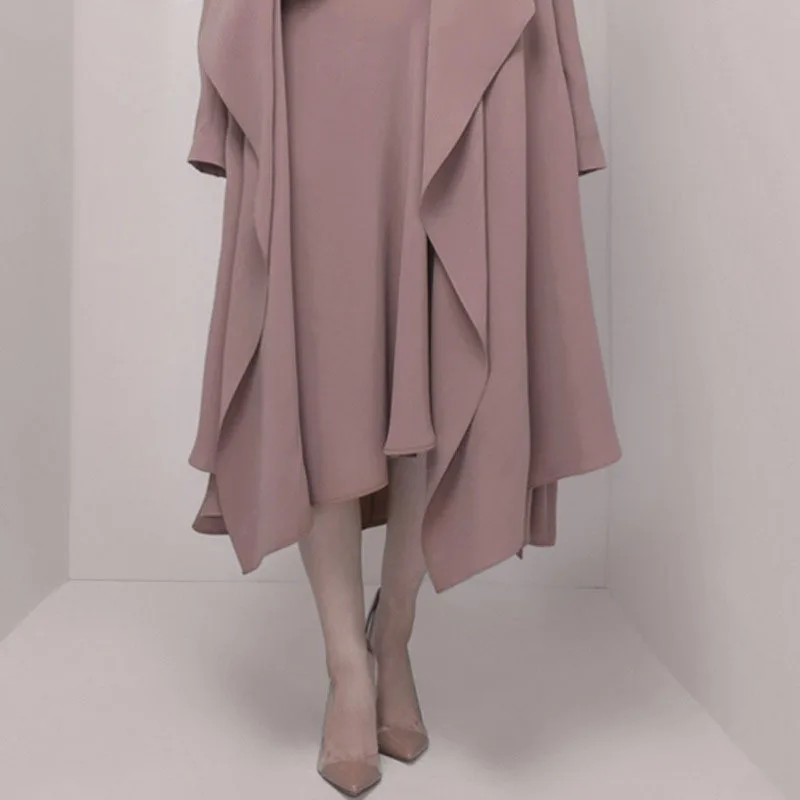 

[DEAT] Half-body Skirt Two Pieces Suit New V-Neck Long Sleeve Loose Women Purple Asymmetrical Fashion Tide Summer 2021 7E0250