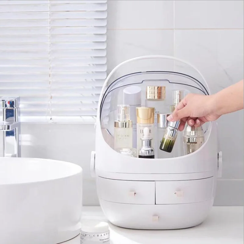 Прозрачный акриловый флип 3 ящика туалетный столик круглый макияж коробка для