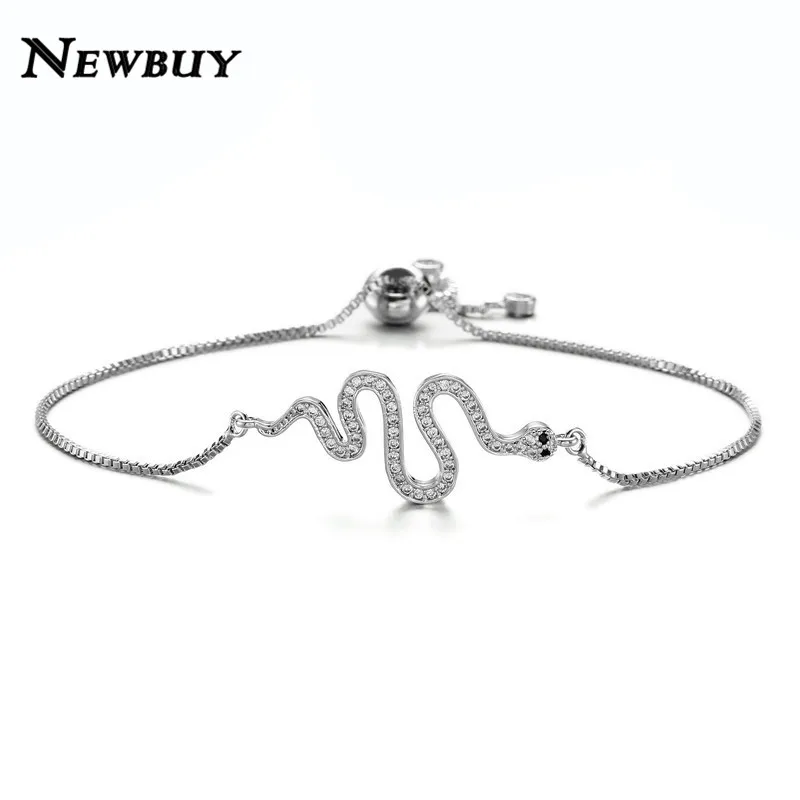 NEWBUY трендовая подвеска в виде змеи, браслет, высокое качество, медная цепочка, регулируемые браслеты и браслеты, Роскошные CZ ювелирные изделия - Окраска металла: NBSL028
