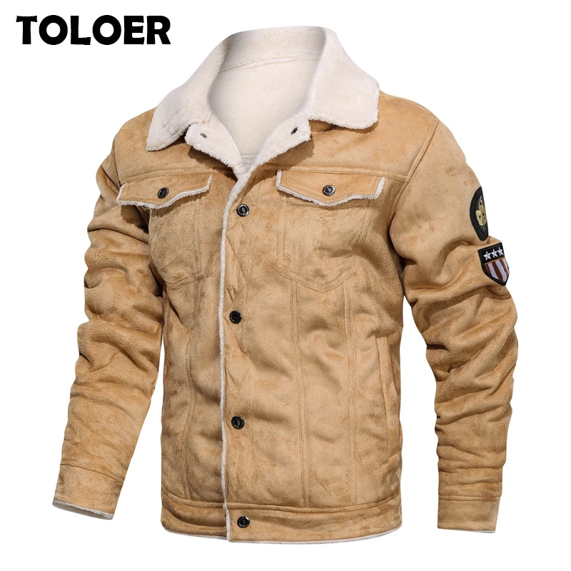 

2021 New Men's Leather Jacket Winter Male Plus Velvet Lapel Fashion Motorcycle Tops Autumn Fleece Warm PU Faux Fur Coat Men 4XL