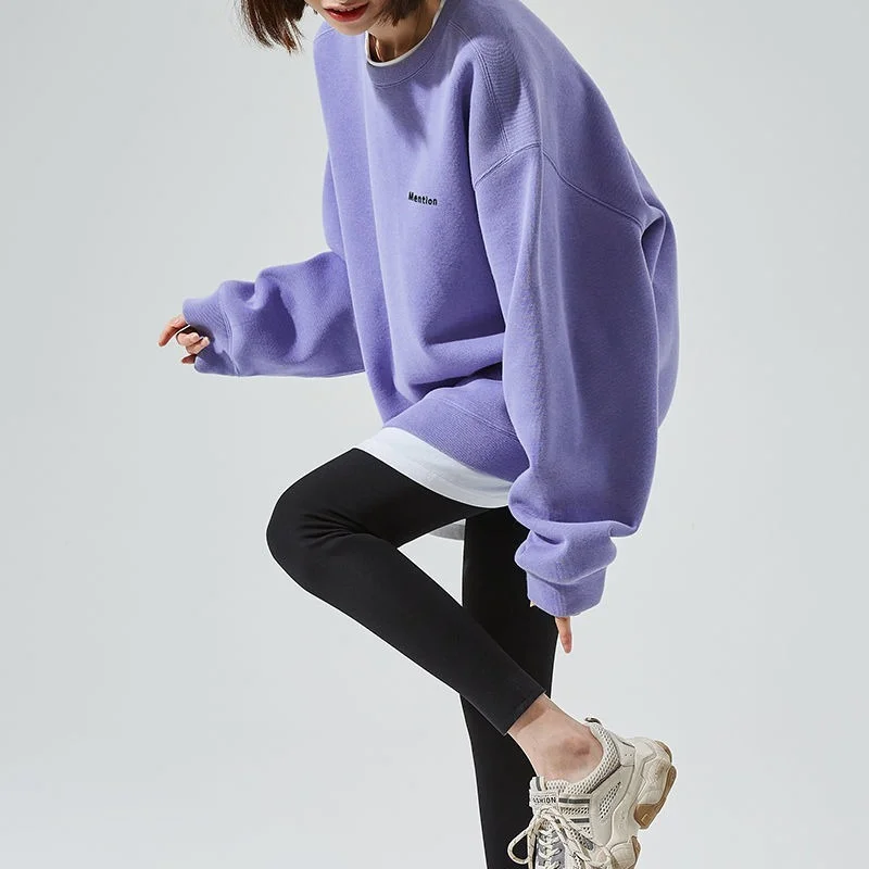 Medium and Long Round Neck Fake Two-piece Sweater Female Student Ins Style Spring and Autumn Thin Loose BF Lazy Top  Clothes