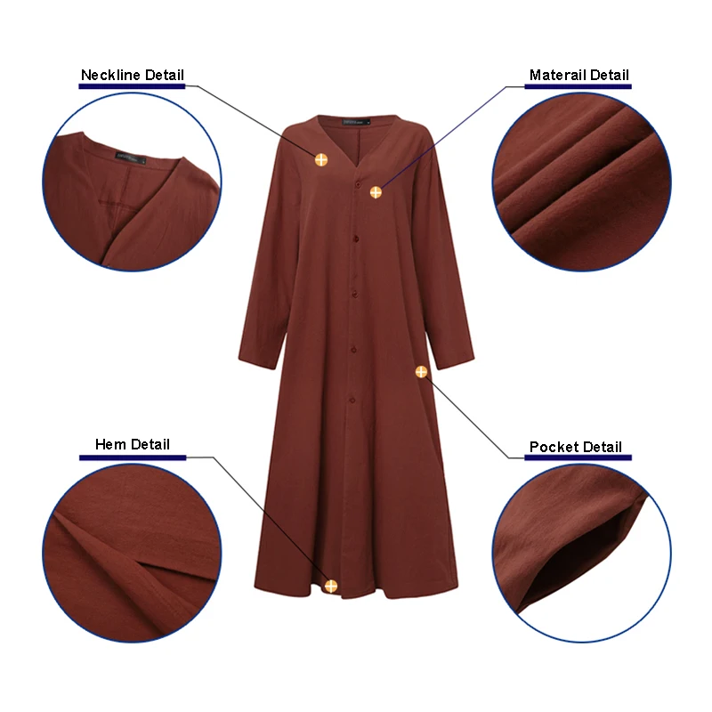 

2021 Autumn Maxi Coats ZANZEA Women Solid Long Sleeve Thin Long Jackets Casual Open Front Cotton Linen Cardigan Robe Plus Size